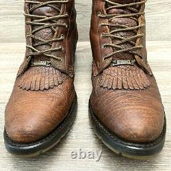 Double H Men's Lacer Packer Kiltie Boots Bison Leather Brown AeroGlide Size 12 D