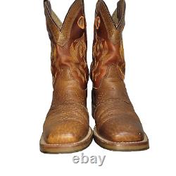 Double H Work Boots Peanut Bison Leather Mickey Square Toe Western Men Size 9.5