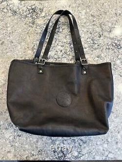 Duluth Pack Bison Leather Market Tote Purse Travel Black Pebbled USA MADE