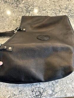 Duluth Pack Bison Leather Market Tote Purse Travel Black Pebbled USA MADE