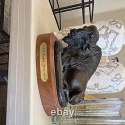 E. E. Heikka Bison Sculpture Bronze on Wood Base 1910-41 Animal Figurine