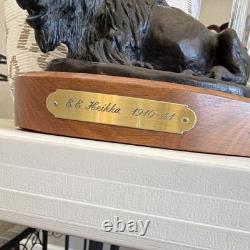 E. E. Heikka Bison Sculpture Bronze on Wood Base 1910-41 Animal Figurine