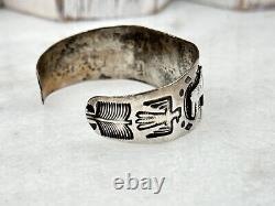 Early Fred Harvey antique Navajo Sterling silver Bison Arrow Cuff bracelet 6.25