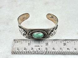 Early Fred Harvey antique Navajo Sterling silver Bison Arrow Cuff bracelet 6.25