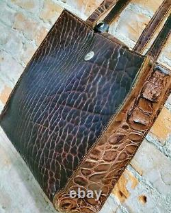 Eternal Perspective Bison /Crocodile Leather Tote Bag with Turquoise Slab Tassel