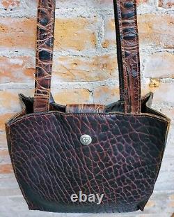 Eternal Perspective Bison /Crocodile Leather Tote Bag with Turquoise Slab Tassel