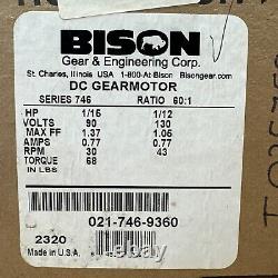 FACTORY NEW IN BOX- Bison DC Gearmotor Series 746 601 021-746-9360 WARRANTY