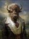 FANTASY BISON ART PRINT, Farm Western Animal Buffalo Vintage Suit Poster Decor