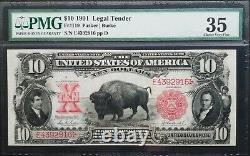 FR 119 1901 $10 Legal Tender Bison PMG VF 35