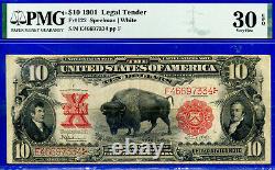 FR-122 1901 $10 US Note (Legal Tender Bison) PMG 30EPQ # E46697334