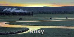 FRASE Original Oil Painting Landscape Yellowstone Buffalo Wildlife Art BISON O/B