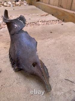 Fossilized Bison, Bone, 19 Inch Vertebrae And Upper Jaw