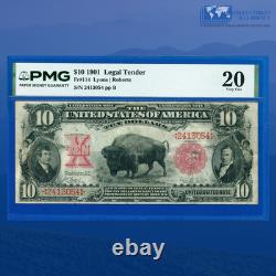 Fr. 114 1901 $10 Ten Dollars BISON Legal Tender Note, PMG VF 20 #13054