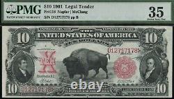 Fr. 118 1901 $10 Legal Tender Bison PMG 35