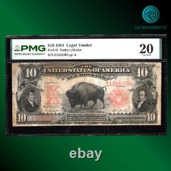 Fr. 119 1901 $10 Ten Dollars Legal Tender Note BISON PMG 20, 03205