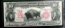 Fr-120 $10 1901 Bison Large Size Legal Tender Pmg 25 Very Fine Free Shipping