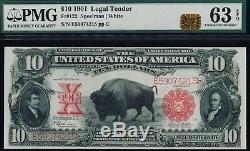 Fr. 122 1901 $10 Bison Legal Tender PMG 63EPQ