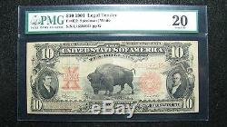 Fr 122 1901 $10 Ten Dollars Large Size Bison United States Note Pmg Vf 20
