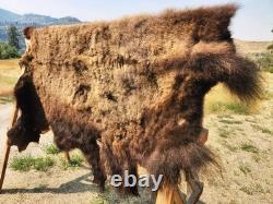 Fresh Tanned Wild Montana Yellowstone Bison Buffalo Robe Blanket Leather Antler
