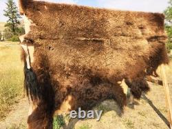 Fresh Tanned Wild Montana Yellowstone Bison Buffalo Robe Blanket Leather Antler