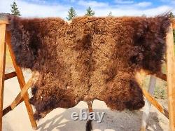 Fresh Tanned Wild Montana Yellowstone Bison Buffalo Robe Blanket Leather Antler