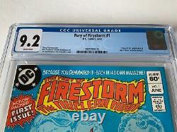 Fury Of Firestorm 1 Cgc 9.2 Newsstand White Pages 1st Black Bison DC Comic 1982