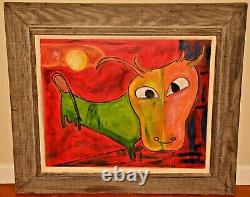 GUILLAME CORNEILLE Original Signed Vintage Modern Abstract Bull WPA Oil Painting