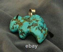 Gale Self Choctaw Nation Bison Buffalo Sterling Silver Turquoise Bison Signed