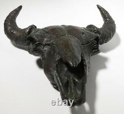 Gary Schildt Native Western Bronze Bison skull Sculpture Signed Numbered /50