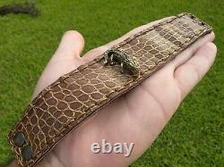 Genuine Alligator and Bison leather women cuff bracelet for 6.5 inches size