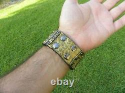 Genuine Alligator rustic gold black Bison leather cuff bracelet customize to siz