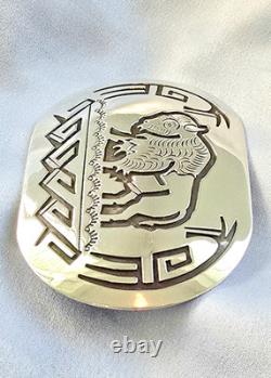 George Begay Handmade Navajo Sterling Silver Bison Belt Buckle 39grams