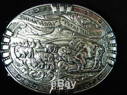 Gist Cowboy Break Away From The Herd Buffalo Bison Belt Buckle New In Box