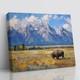 Grand Teton National Park Bison Painting Canvas Print USA Nature Wall Art Decor