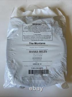 HANKS 38 Montana Double Bison Leather Belt-Crazy Horse Brown-Silver Buckle-OOP
