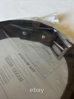 HANKS 38 Montana Double Bison Leather Belt-Crazy Horse Brown-Silver Buckle-OOP