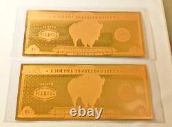 HOT DEAL! 2 x 1 Gram 999 Gold Green Gold Bison 24K Aurum Notes 2000mg LAST ONES