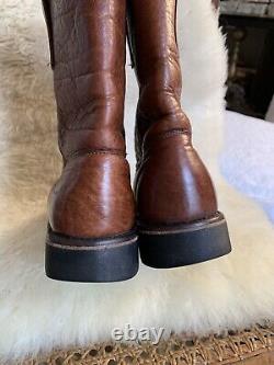 HS Trask Bison Leather Boots Mens Size 8.5 Vibrant Made in USA Brown