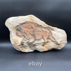 Hagen Renaker Bison Buffalo Ceramic Rock Wall Plaque 1950s RARE