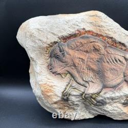 Hagen Renaker Bison Buffalo Ceramic Rock Wall Plaque 1950s RARE