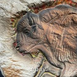 Hagen Renaker Bison Buffalo Ceramic Rock Wall Plaque 1950s RARE