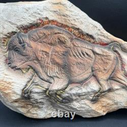Hagen Renaker Bison Buffalo Ceramic Rock Wall Plaque 1950s RARE