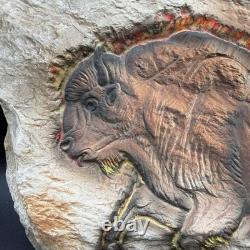Hagen Renaker Bison Buffalo Ceramic Rock Wall Plaque 1950s RARE