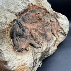 Hagen Renaker Bison Buffalo Ceramic Rock Wall Plaque 1950s RARE
