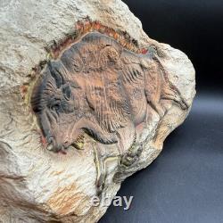 Hagen Renaker Bison Buffalo Ceramic Rock Wall Plaque 1950s RARE