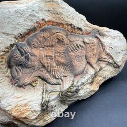 Hagen Renaker Bison Buffalo Ceramic Rock Wall Plaque 1950s RARE