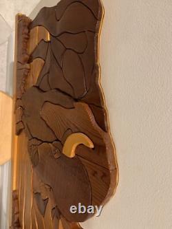Handcrafted Bison Buffalo 3D Intarsia Multiple Woods Art Portrait Sign Plaque