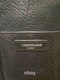 Handmade Coronado Black Bison Leather Briefcase Bag Shoulder Vintage USA 15x12