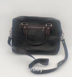 Handmade Coronado Black Brown Bison Leather Briefcase Bag Shoulder