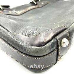 Handmade Coronado Black Brown Bison Leather Briefcase Bag Shoulder